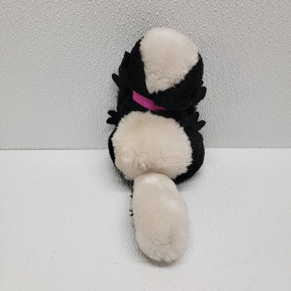 Vintage 1974 Dakin Skunk Plush Blue Eyes Pink Nose & Ribbon - Rare!